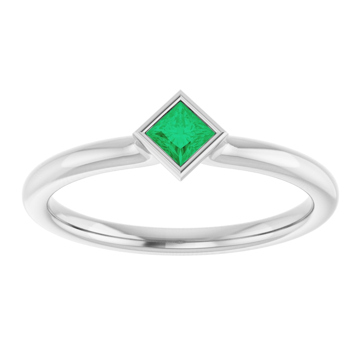 Lab-Grown Emerald Stackable Ring - White Gold
