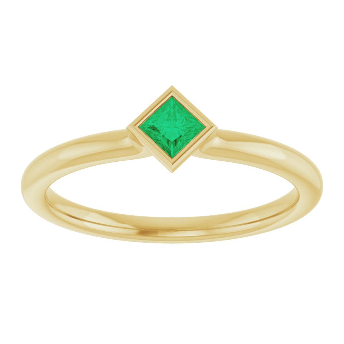 Lab-Grown Emerald Stackable Ring - Yellow Gold