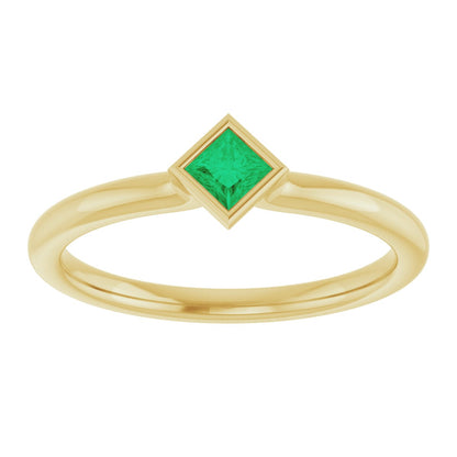 Lab-Grown Emerald Stackable Ring - Yellow Gold