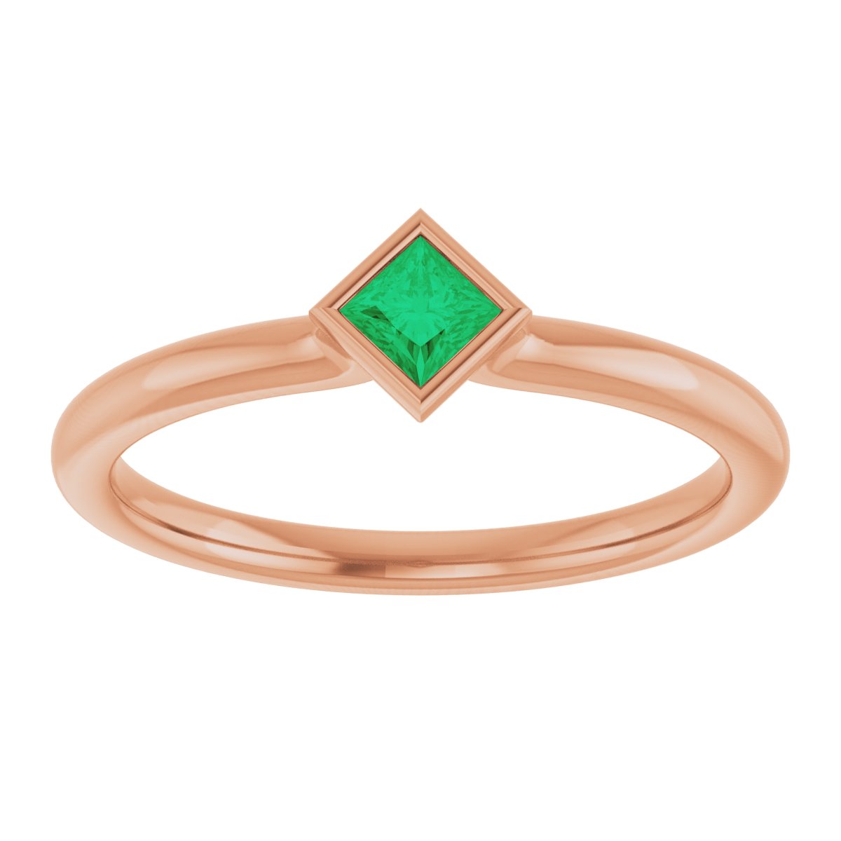Lab-Grown Emerald Stackable Ring - Rose Gold