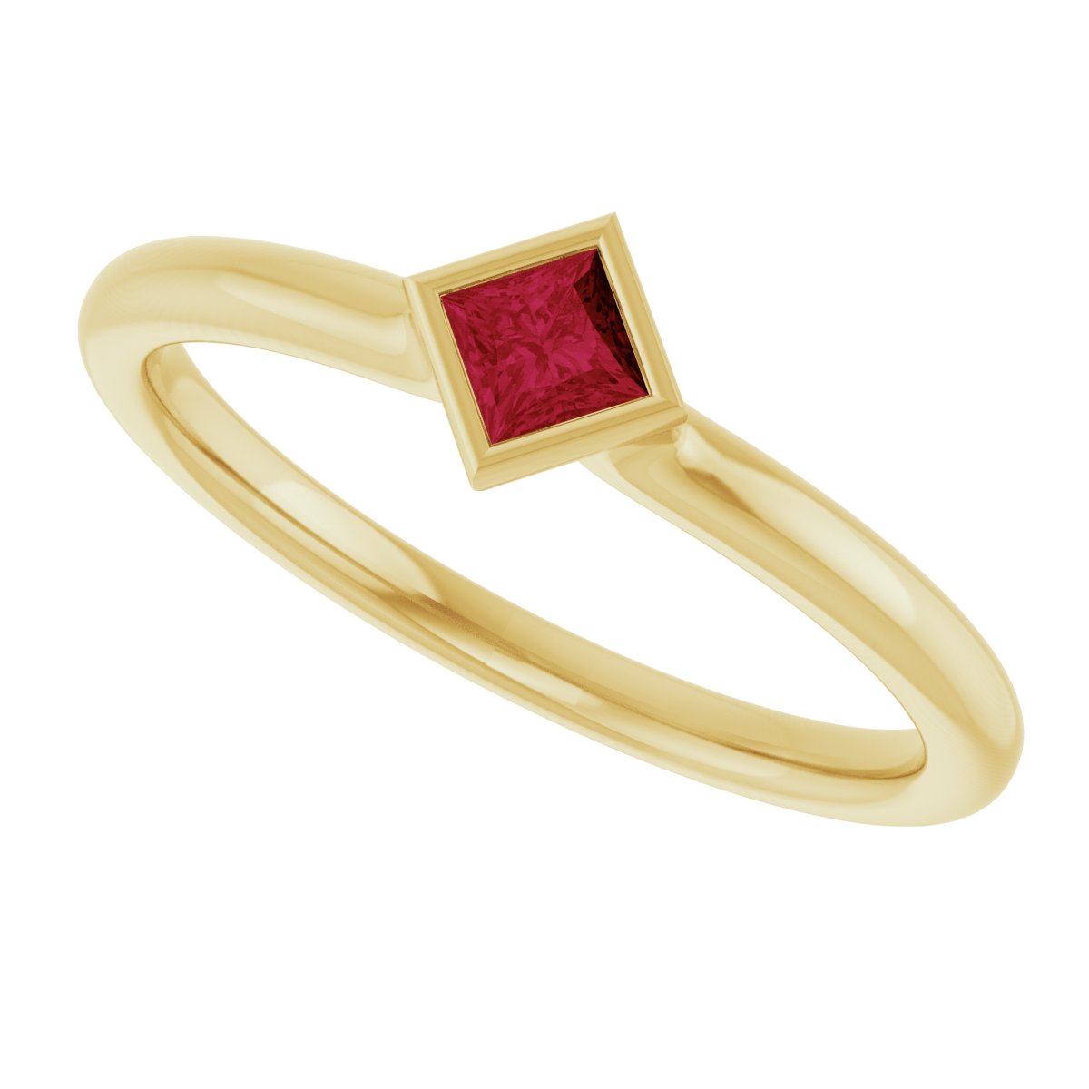 Lab-Grown Ruby Stackable Ring - Yellow Gold