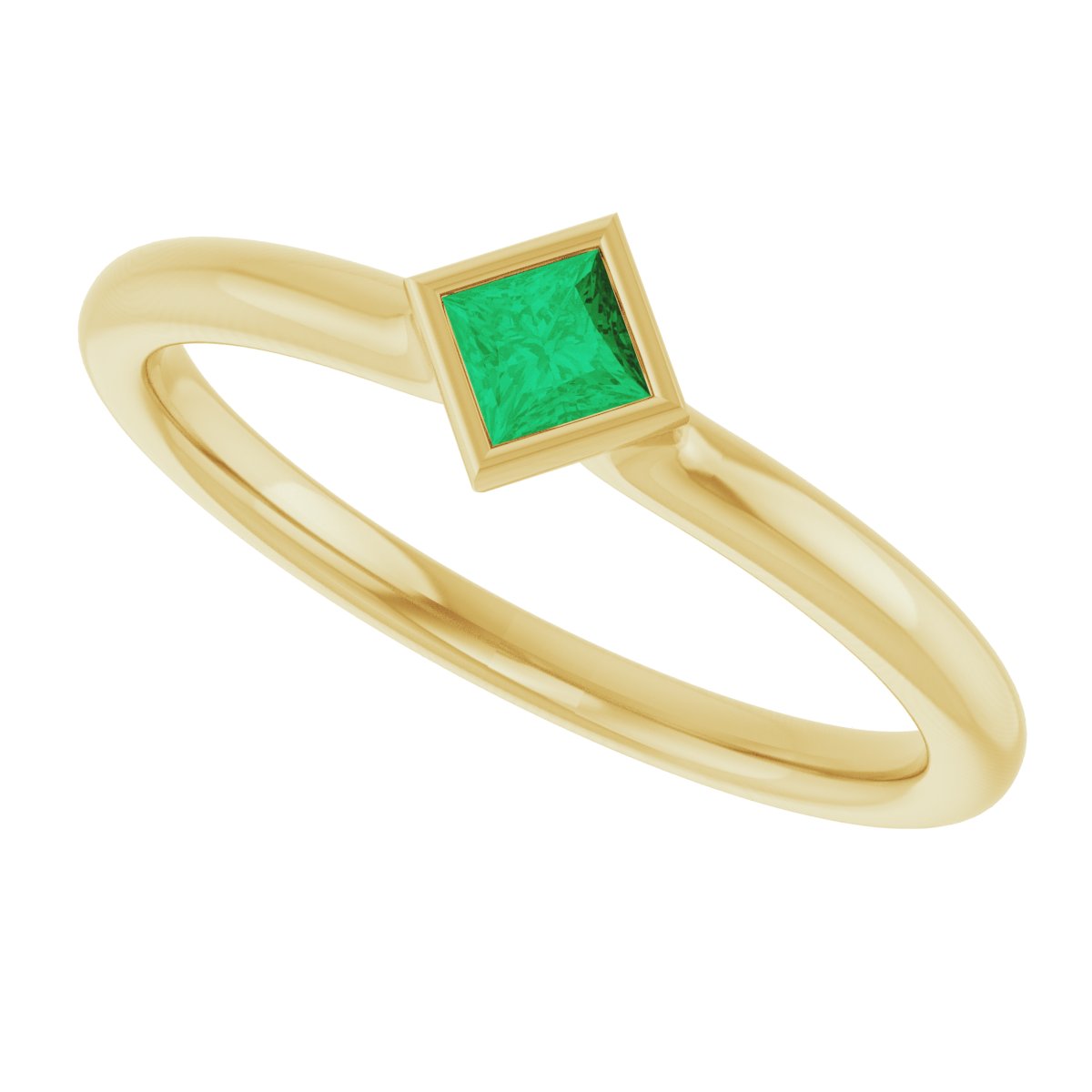 Lab-Grown Emerald Stackable Ring - Yellow Gold