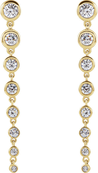2 Ctw Lab-Grown Diamond Graduated Earrings - Yellow Gold - Lab Grown Diamond