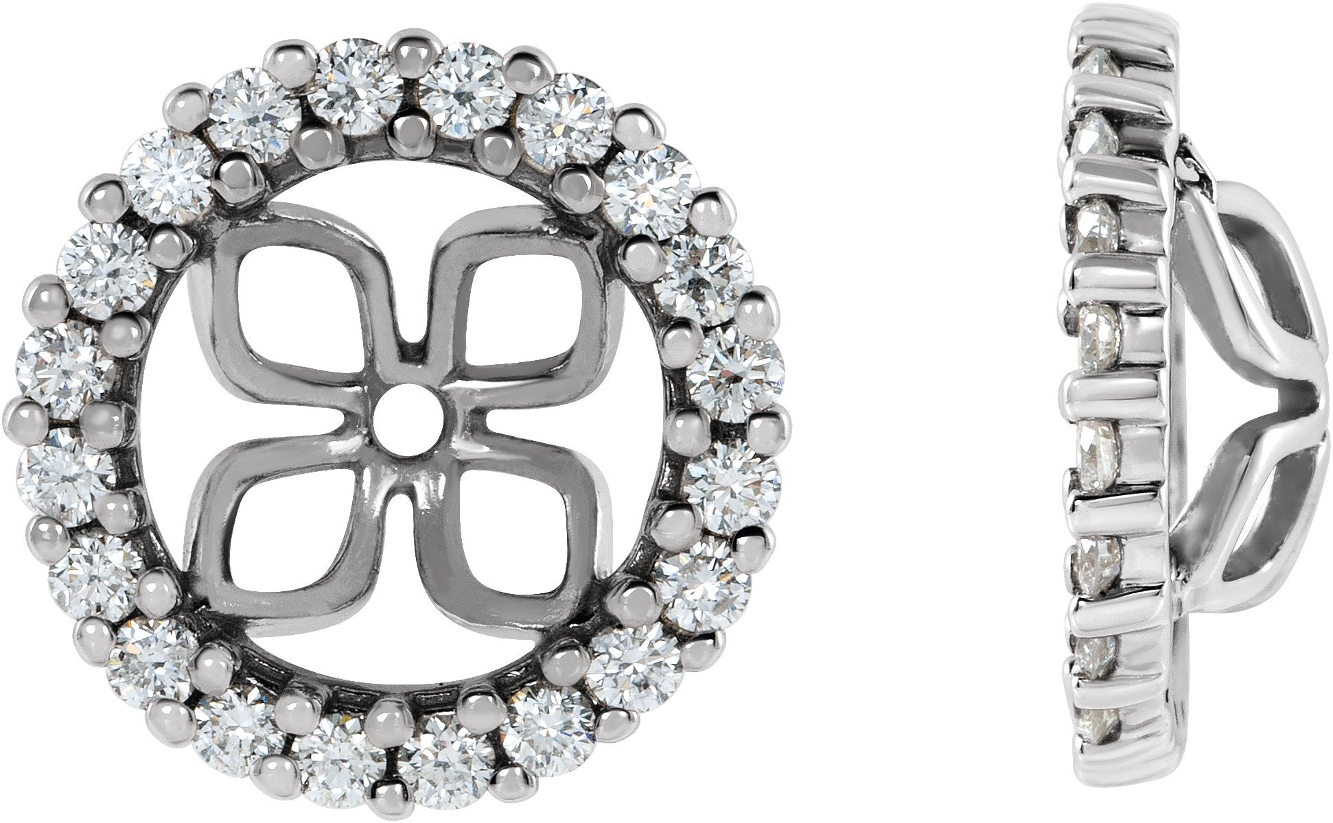 1/2 Ctw Lab Grown Diamond Earring Jackets For Pearl Studs - Lab Grown Diamond