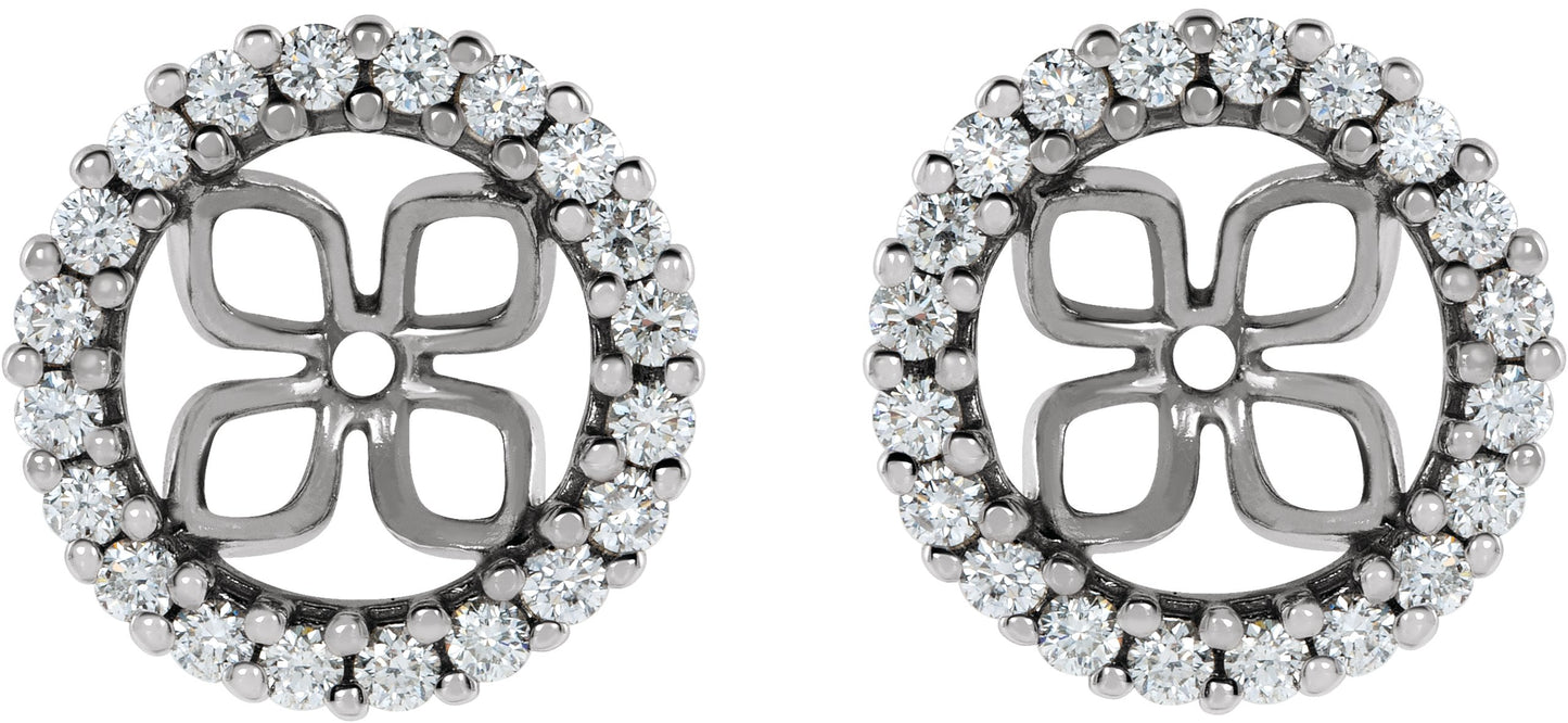 3/8 Ctw Lab Grown Diamond Earring Jackets For Pearl Studs - Yellow Gold - Lab Grown Diamond