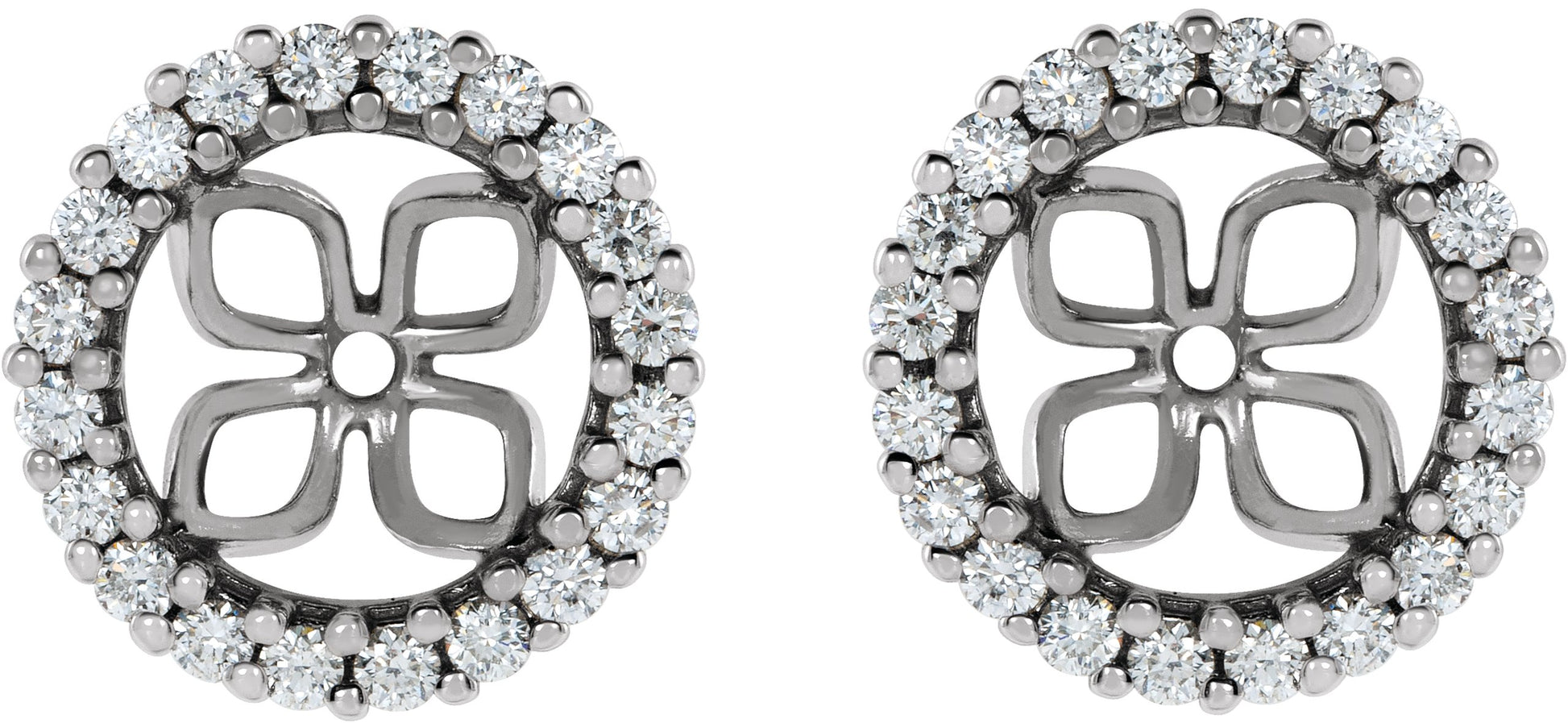 1/6 Ctw Lab Grown Diamond Earring Jackets For Pearl Studs - Yellow Gold - Lab Grown Diamond