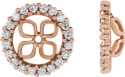 1/2 Ctw Lab Grown Diamond Earring Jackets For Pearl Studs - Rose Gold - Lab Grown Diamond