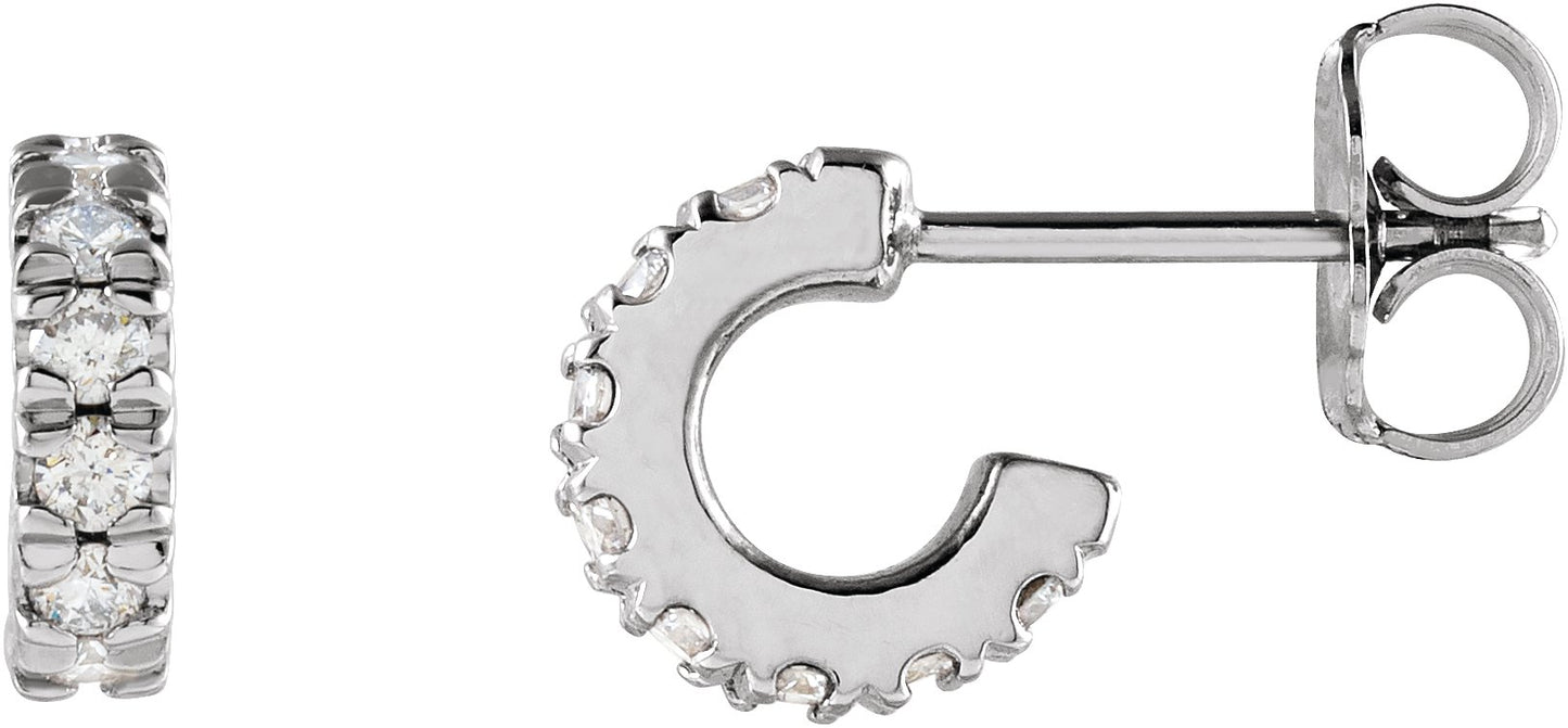 1/4 Ctw Lab-Grown Diamond French-Set C-Hoop Earrings