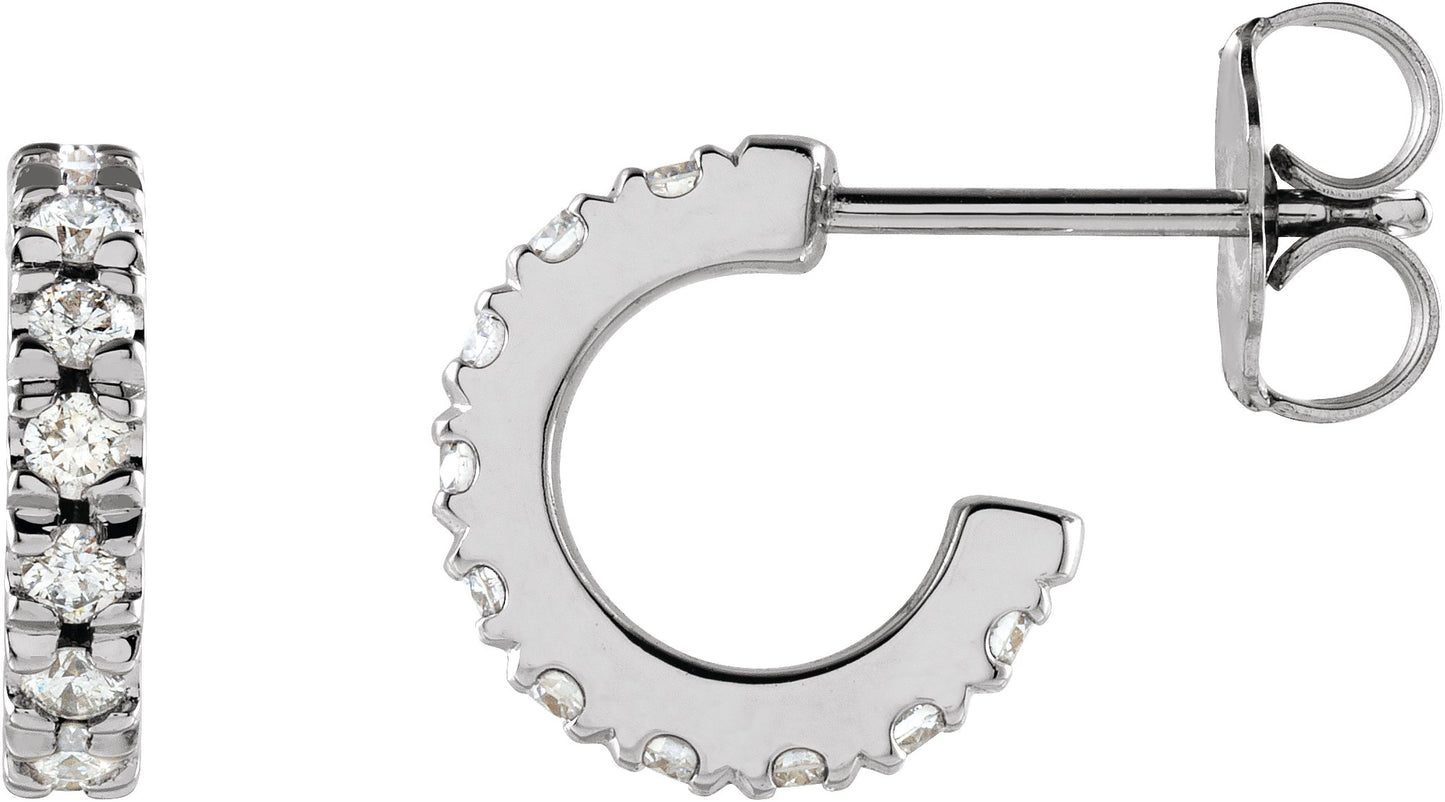 1/3 Ctw Lab-Grown Diamond French-Set C-Hoop Earrings