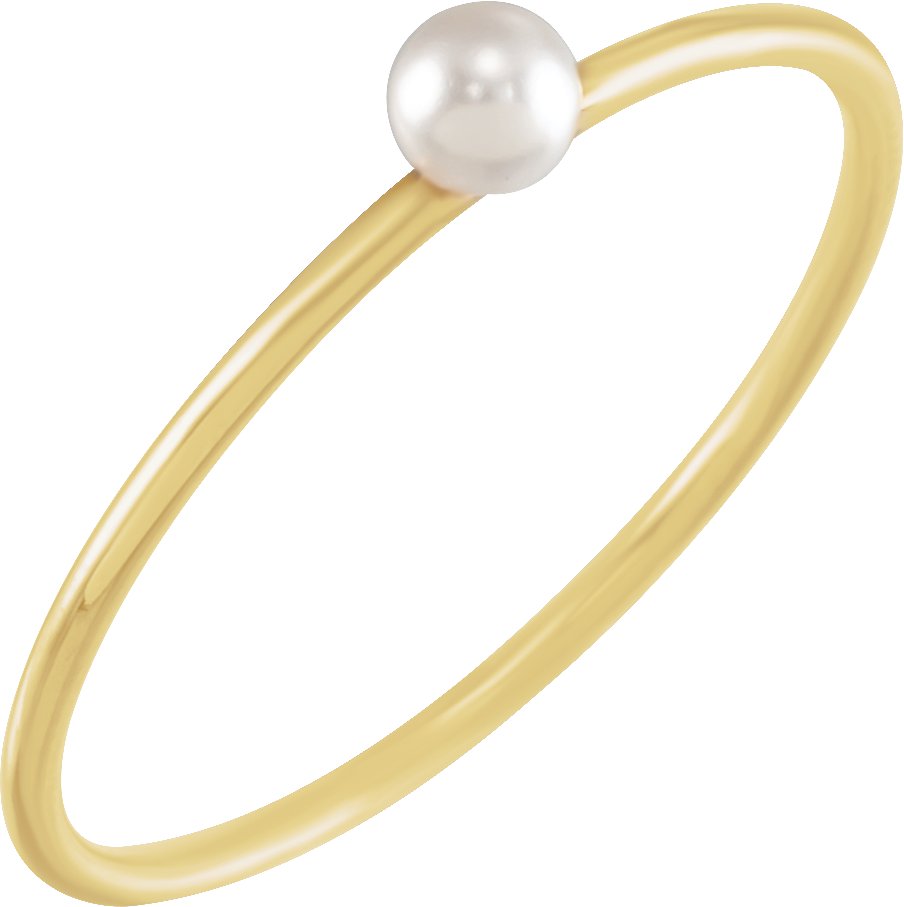 Imitation White Seed Pearl - Yellow Gold