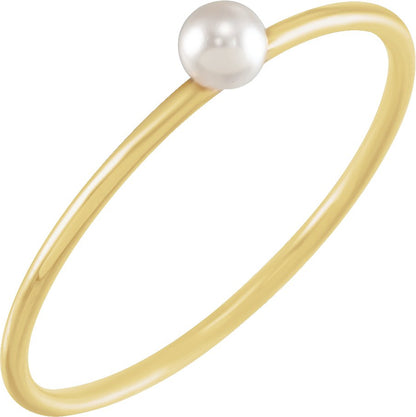 Imitation White Seed Pearl - Yellow Gold