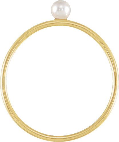 Imitation White Seed Pearl - Yellow Gold