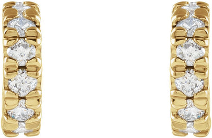 1/4 Ctw Lab-Grown Diamond French-Set C-Hoop Earrings - Yellow Gold - Lab Grown Diamond