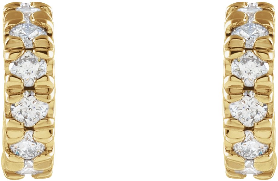 5/8 Ctw Lab-Grown Diamond French-Set C-Hoop Earrings - Yellow Gold - Lab Grown Diamond