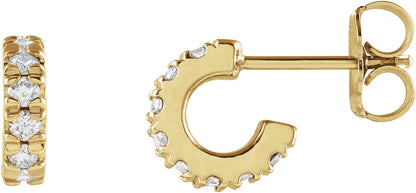 1/4 Ctw Lab-Grown Diamond French-Set C-Hoop Earrings - Lab Grown Diamond