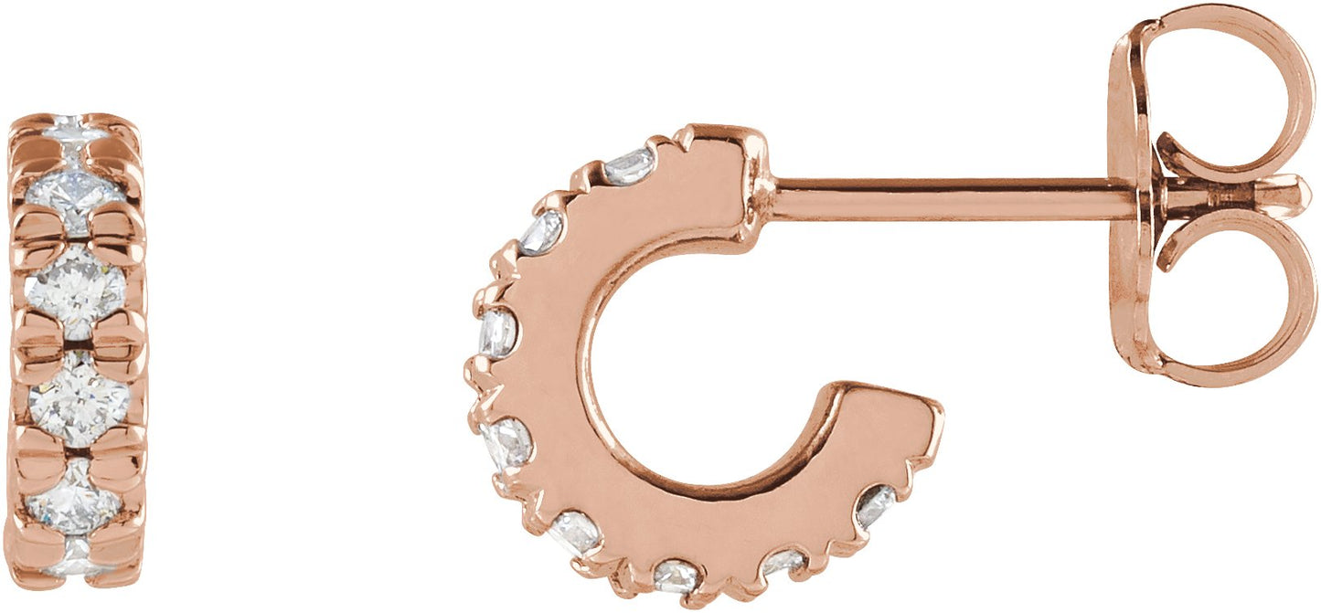 1/4 Ctw Lab-Grown Diamond French-Set C-Hoop Earrings - Rose Gold - Lab Grown Diamond