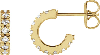 1/3 Ctw Lab-Grown Diamond French-Set C-Hoop Earrings - Lab Grown Diamond
