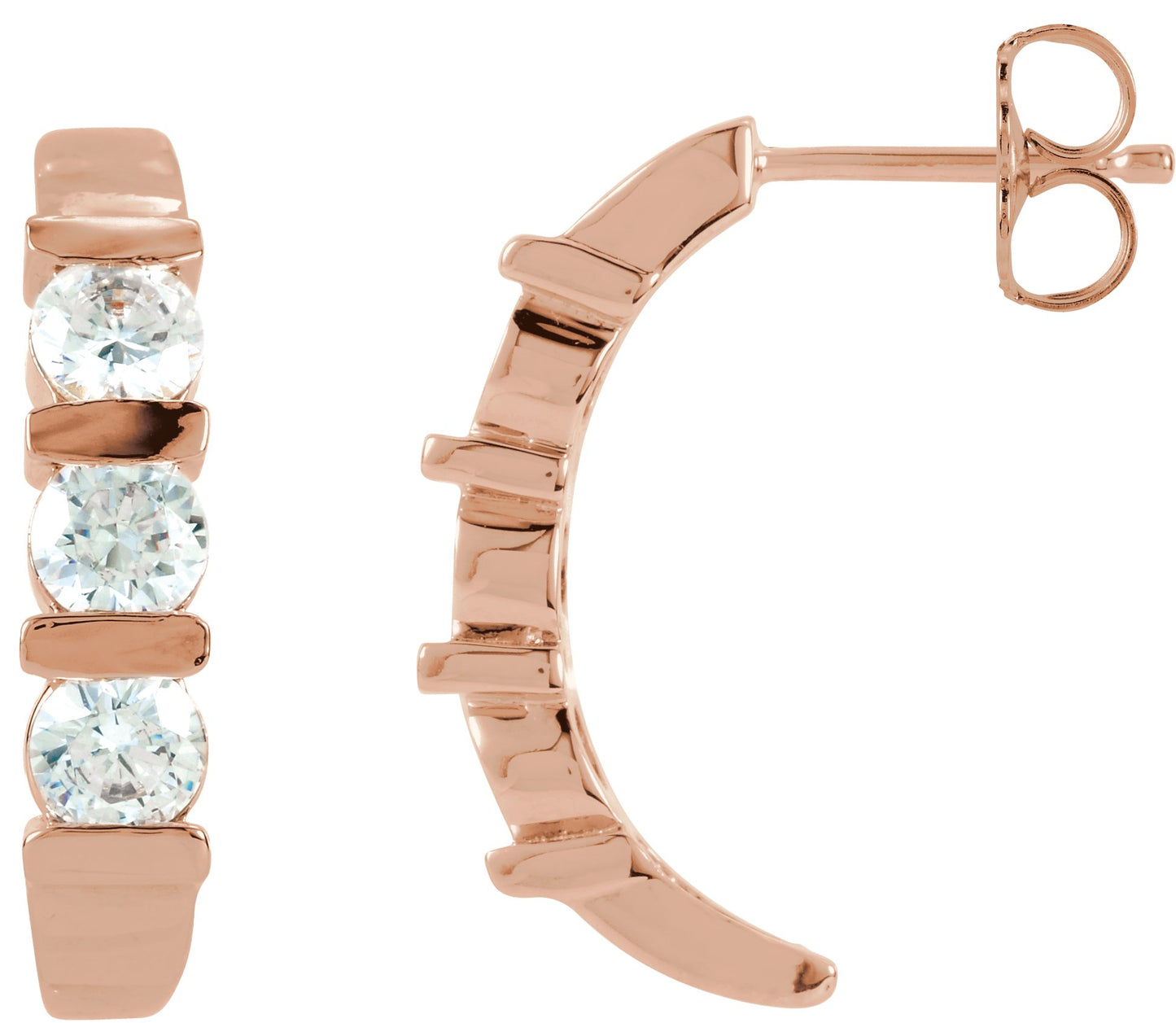 1 3/8 Ctw Lab-Grown Diamond Earrings - Rose Gold - Lab Grown Diamond