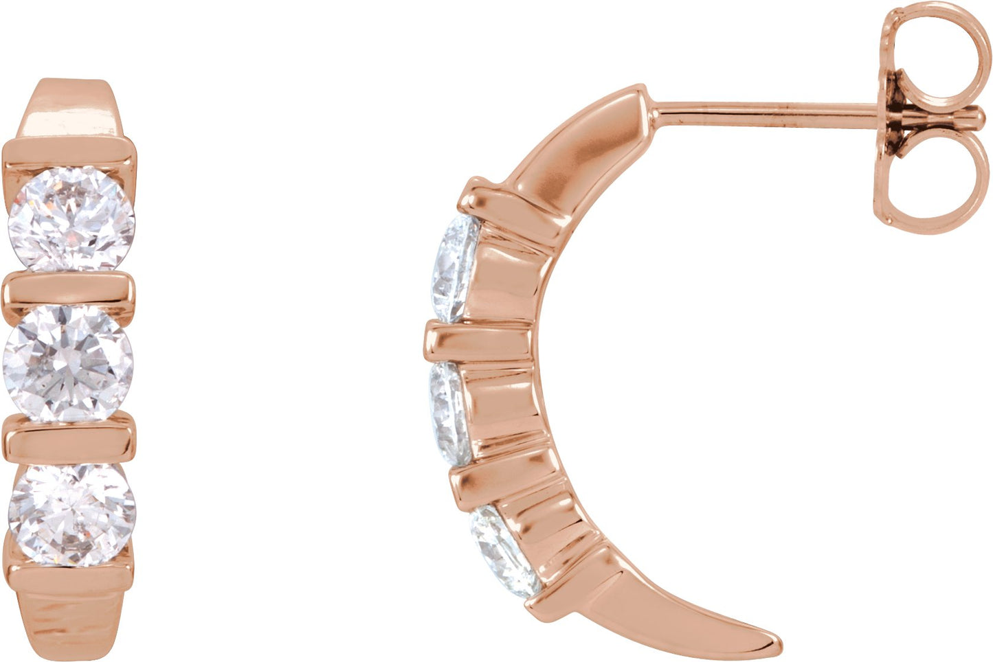 9/10 Ctw Lab-Grown Diamond Earrings - Rose Gold - Lab Grown Diamond