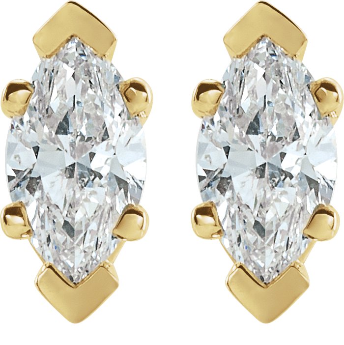 3/8 Ctw Marquise Lab-Grown Diamond V-End Earrings - Yellow Gold - Lab Grown Diamond