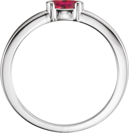 Lab-Grown Ruby Family Stackable Ring - White Gold