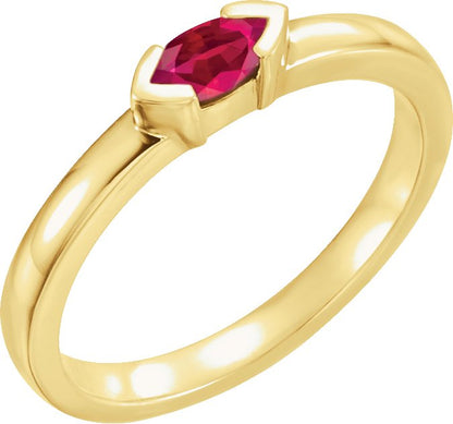 Lab-Grown Ruby Family Stackable Ring - Yellow Gold