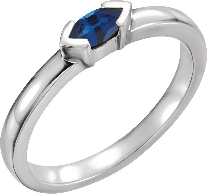 Lab-Grown Blue Sapphire Family Stackable Ring - White Gold