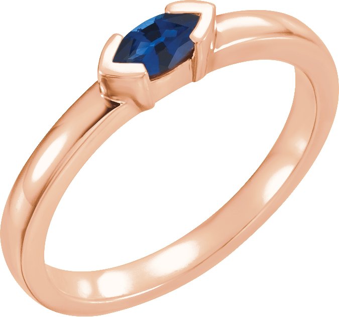 Lab-Grown Blue Sapphire Family Stackable Ring - Rose Gold