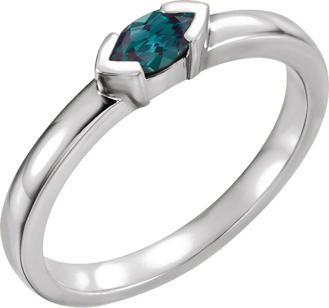 Lab-Grown Alexandrite Family Stackable Ring - White Gold