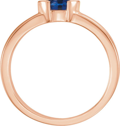 Lab-Grown Blue Sapphire Family Stackable Ring - Rose Gold