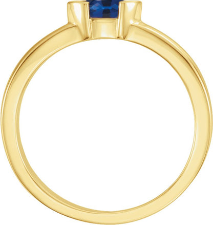Lab-Grown Blue Sapphire Family Stackable Ring - Yellow Gold