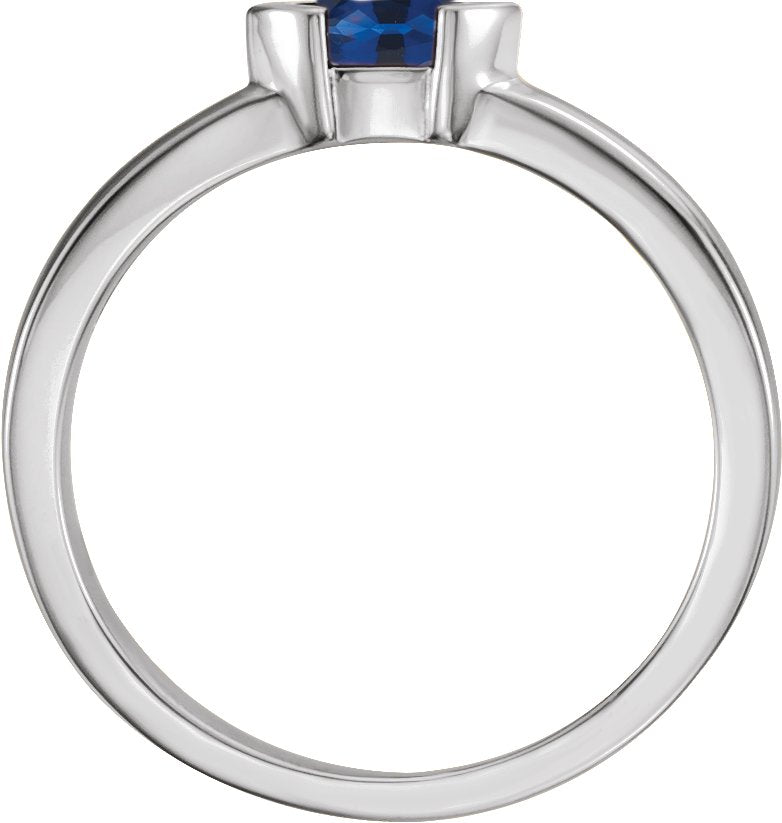 Lab-Grown Blue Sapphire Family Stackable Ring - White Gold