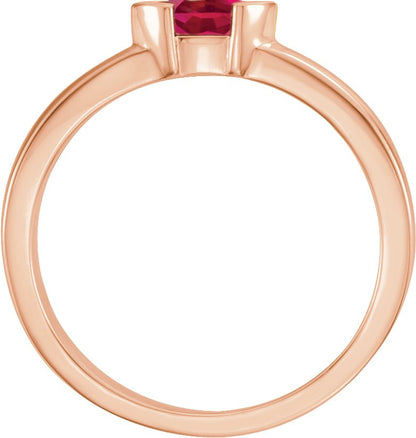 Lab-Grown Ruby Family Stackable Ring - Rose Gold