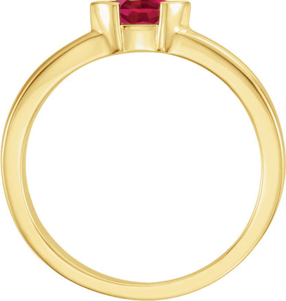 Lab-Grown Ruby Family Stackable Ring - Yellow Gold