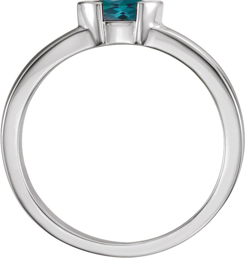 Lab-Grown Alexandrite Family Stackable Ring - White Gold