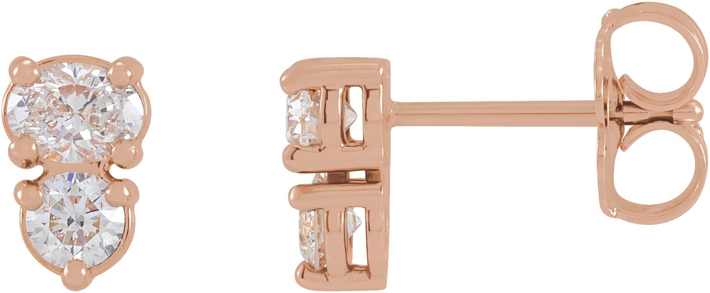 1/2 Ctw Oval Lab-Grown Diamond Stud Earrings - Rose Gold - Lab Grown Diamond