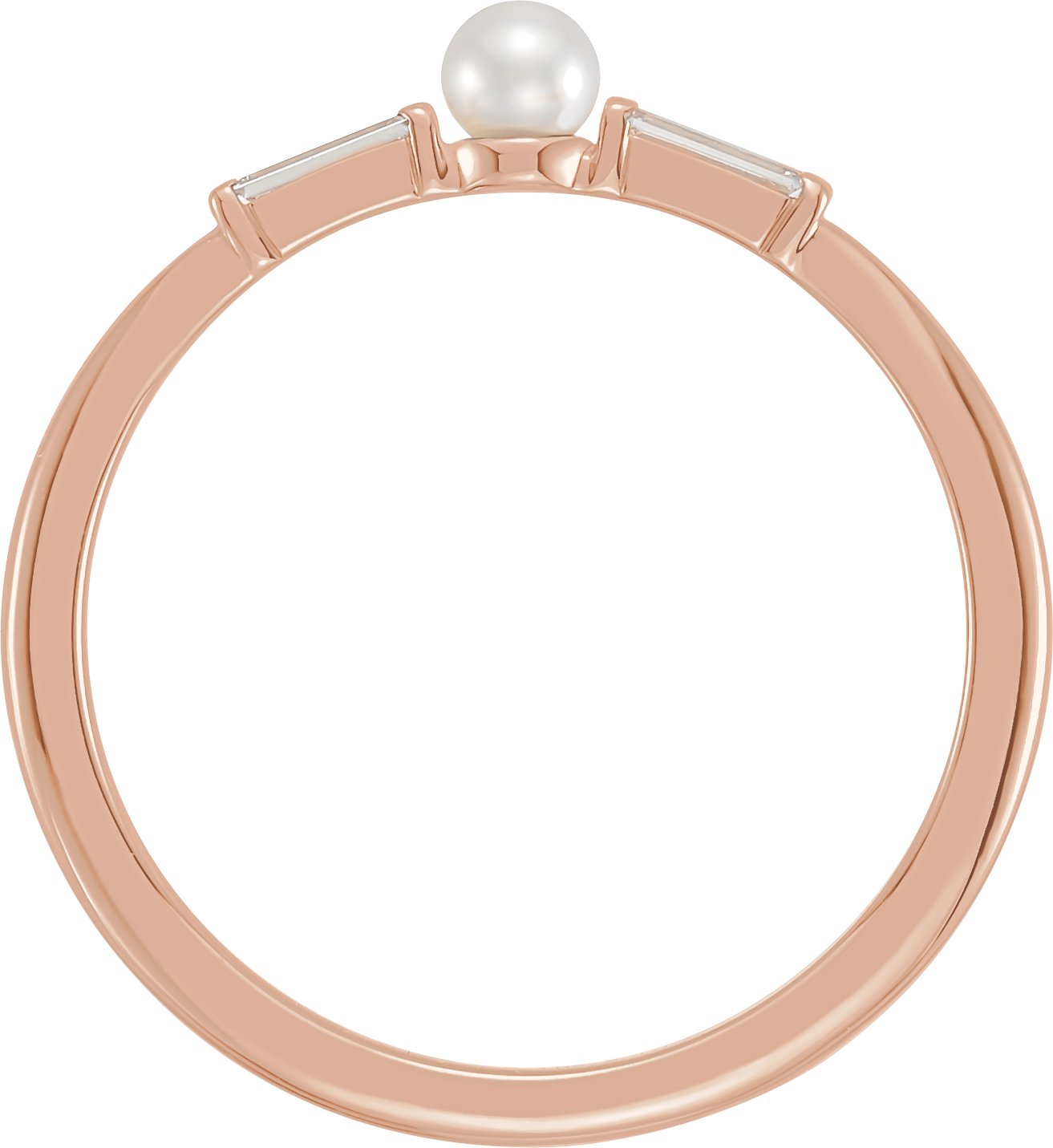 White Seed Pearl And 1/8 Ctw Diamond Ring - Rose Gold