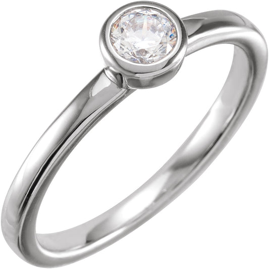 1/4 Ct Lab-Grown Diamond Bezel-Set Ring - White Gold