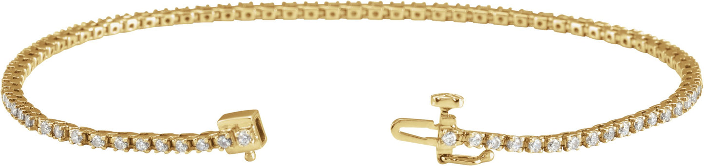 8 Ctw Lab-Grown Diamond Line Bracelet - Yellow Gold - Lab Grown Diamond