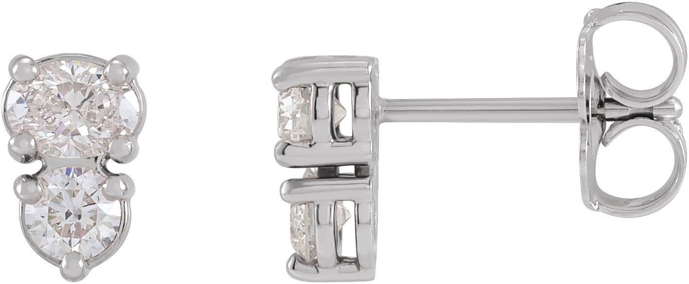 1/2 Ctw Oval Lab-Grown Diamond Stud Earrings - Lab Grown Diamond