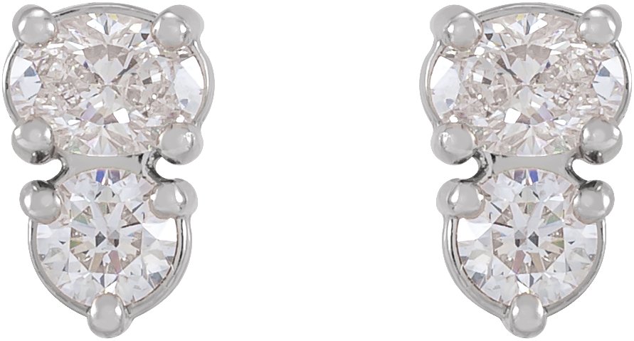 1/2 Ctw Oval Lab-Grown Diamond Stud Earrings - Yellow Gold - Lab Grown Diamond