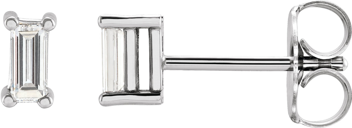 1/6 Ctw Straight Baguette Lab-Grown Diamond 4-Prong Basket Earrings
