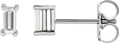 1/6 Ctw Straight Baguette Lab-Grown Diamond 4-Prong Basket Earrings