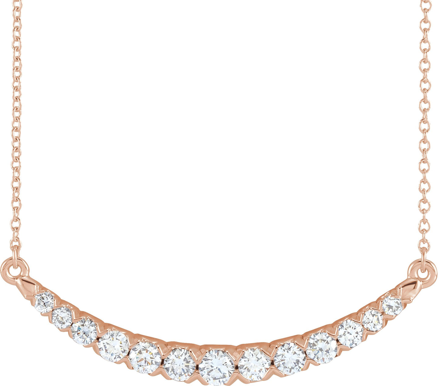 3/4 Ctw Lab-Grown Diamond French-Set Bar Necklace - Rose Gold - Lab Grown Diamond