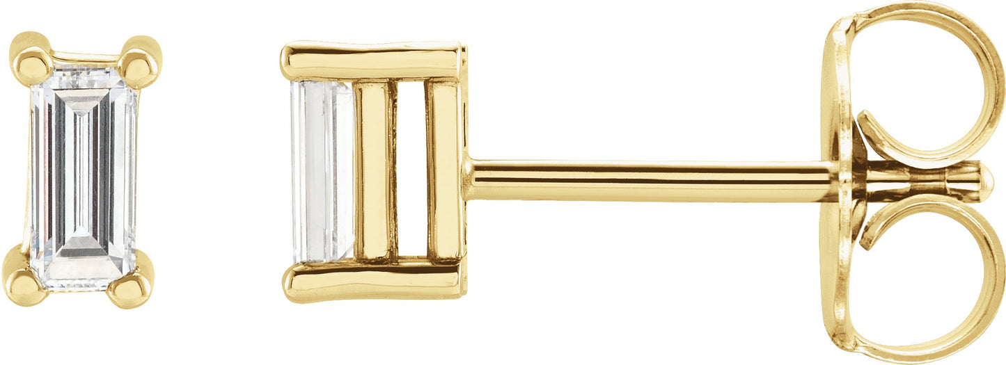 1/6 Ctw Straight Baguette Lab-Grown Diamond 4-Prong Basket Earrings