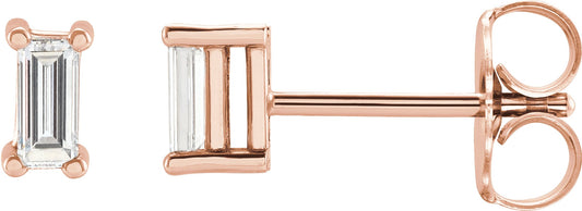 1/4 Ctw Straight Baguette Lab-Grown Diamond 4-Prong Basket Earrings - Lab Grown Diamond