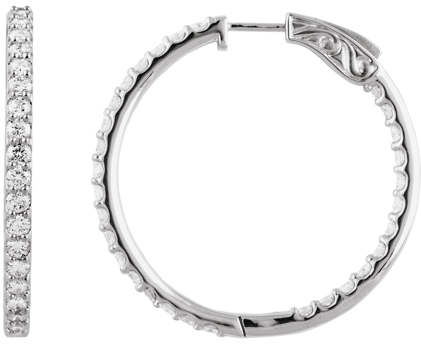 1 Ctw Lab-Grown Diamond Inside-Outside Hoop Earrings