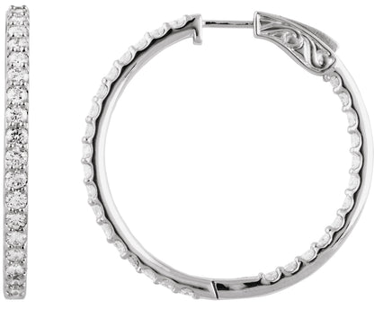 1 Ctw Lab-Grown Diamond Inside-Outside Hoop Earrings