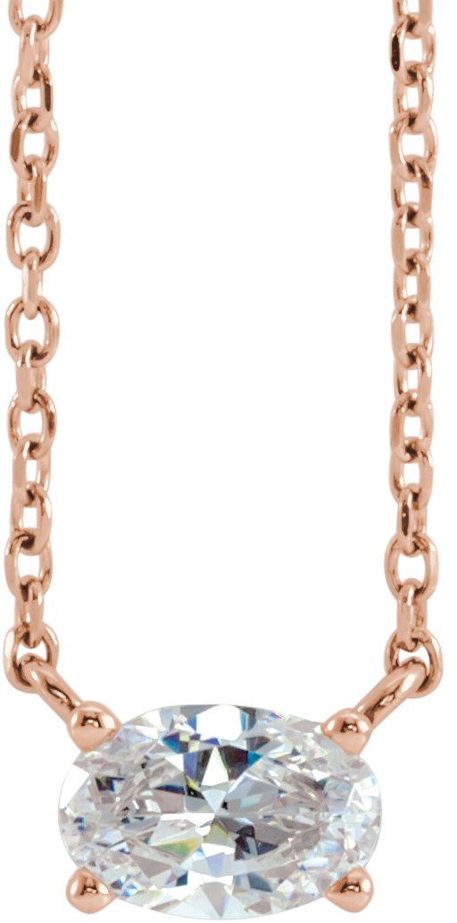 1/4 Ctw Oval Lab-Grown Diamond Solitaire Necklace - Lab Grown Diamond