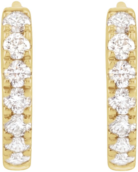 1/5 Ctw Lab-Grown Diamond Hoop Earrings - Yellow Gold - Lab Grown Diamond